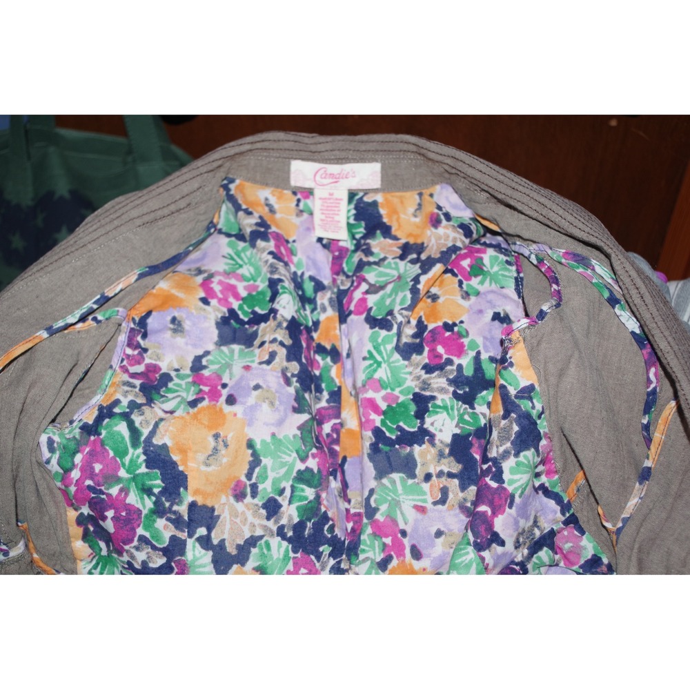 Candies Womens Medium Taupe Brown Linen Blend Short Sleeve Cropped Jacket - Picture 5 of 5